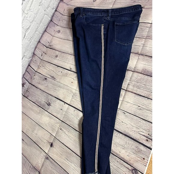 Universal Threads Dark Blue Cropped Jeans Red & White Stripe 16 NEW - Picture 4 of 16